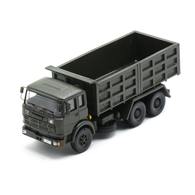 Fiat PC 300 Short Cabin 3 Axles Italian Army Green with Quarry Box H0 Scale 1:87