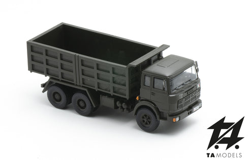 Fiat PC 300 Short Cabin 3 Axles Italian Army Green with Quarry Box H0 Scale 1:87