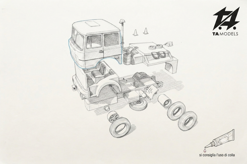 Fiat 619T1P zavorrato con carrello ferroviario allestimento Capperi scala H0 1:87 kit