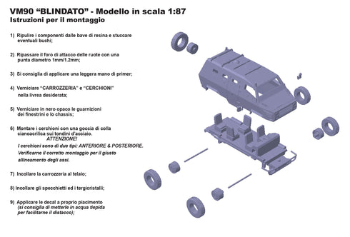 VM 90 Blindato " Scarrafone " kit di montaggio in scala H0 1:87