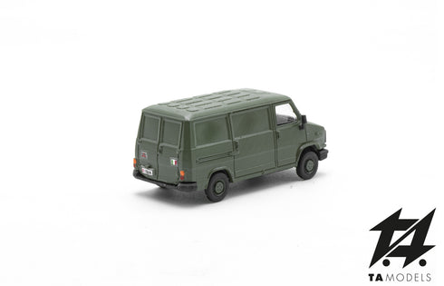 Fiat Ducato first series green NATO military van in HO 1:87 scale