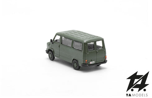 Fiat Ducato first series minibus short wheelbase low roof NATO green H0 scale 1:87