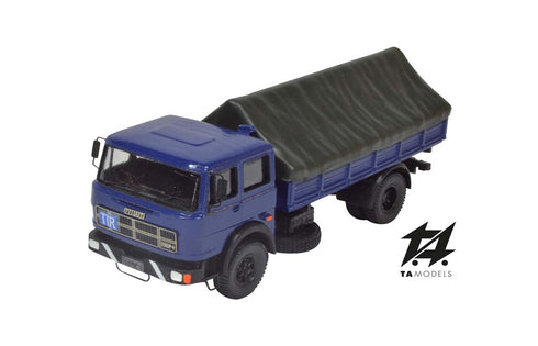 Fiat 684 Blu con Telone a Capanna Verde scala H0 1:87