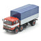 691 2+1 Axle Long Wheelbase Truck, Red with White Band and Blue Tarpaulin