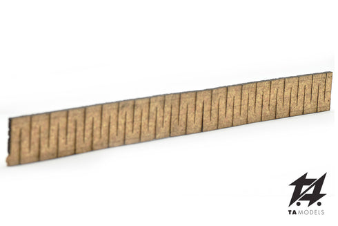 Laser cut cork roadbed, set of 7 pieces, L 45 cm, total length 315 cm, H0 1:87 scale