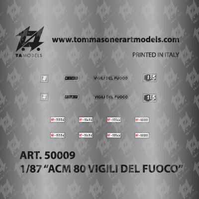 Decal ACM 80 Fire Brigade H0 scale 1:87