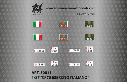 Decal CP70 Italian Army H0 scale 1:87