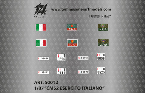 Decal CM52 Italian Army H0 scale 1:87