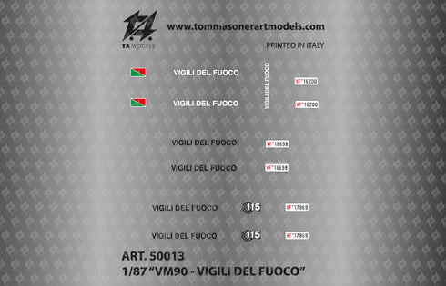 Decal VM 90 Fire Brigade H0 scale 1:87