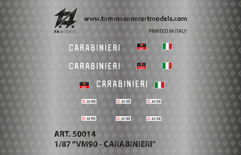 Decal VM 90 Carabinieri scala H0 1:87