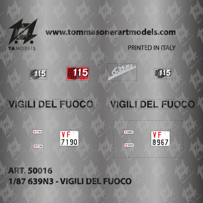 Decal Fiat 639 n3 Fire Brigade H0 scale 1:87