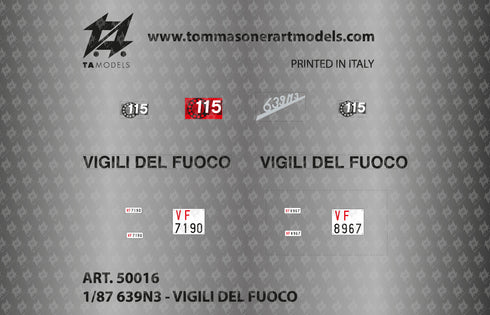 Decal Fiat 639 n3 Fire Brigade H0 scale 1:87