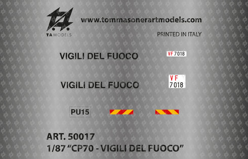 Decal CP70 Fire Brigade H0 scale 1:87