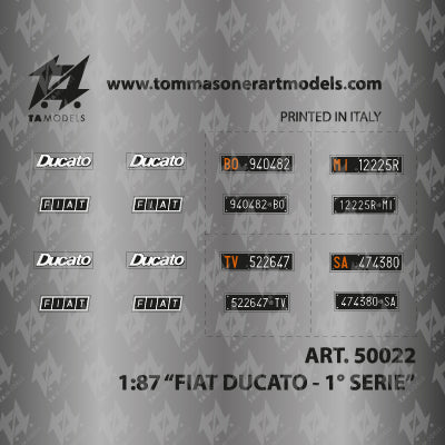 Decal targhe fiat ducato prima serie scala H0 1:87