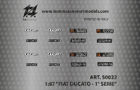 Decal targhe fiat ducato prima serie scala H0 1:87