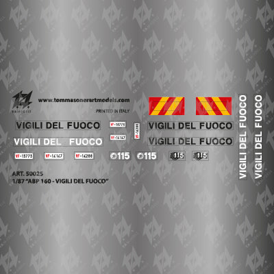 Decal ABP 160 Vigili del Fuoco scala H0 1:87