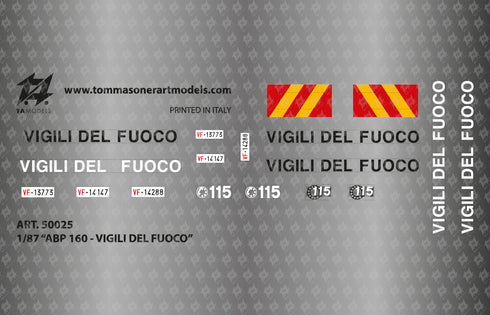 Decal ABP 160 Vigili del Fuoco scala H0 1:87