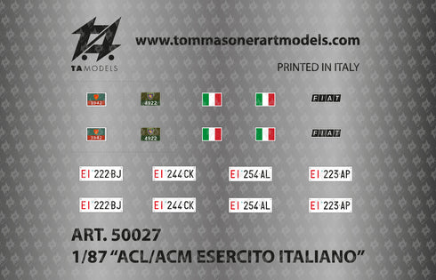Decal ACM ACL Italian Army H0 scale 1:87
