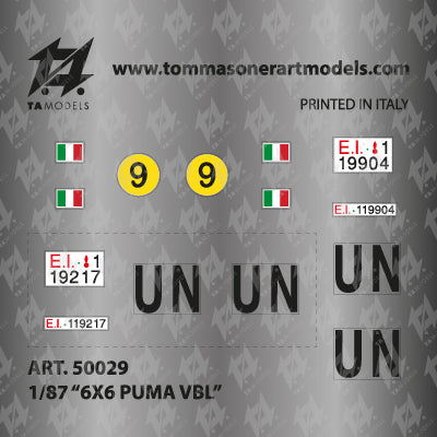 Decal PUMA 6x6 scale H0 1:87