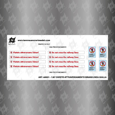 Adesivi Divieto Attraversamento Binari e Linea Gialla scala H0 1:87