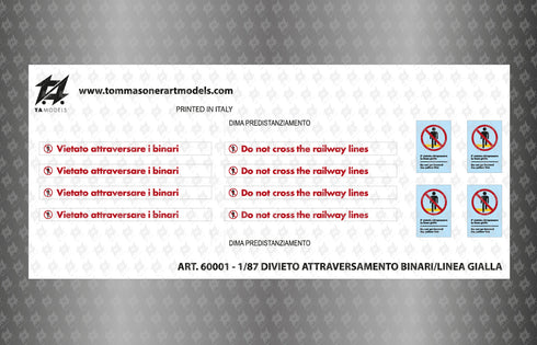 Adesivi Divieto Attraversamento Binari e Linea Gialla scala H0 1:87
