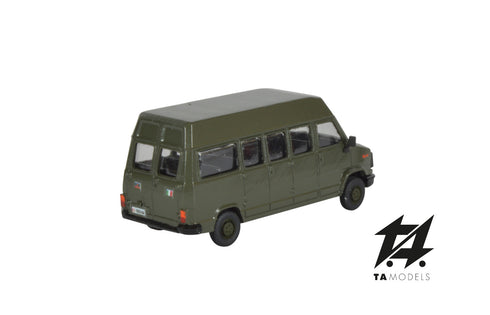 Fiat Ducato Long Wheelbase High Roof Van, Nato Green, H0 Scale 1:87