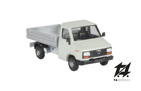 White Italian Short Wheelbase Flatbed Van Truck 2