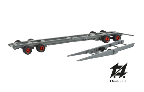 Grey "crocodile" railway transport trolley, H0 scale 1:87