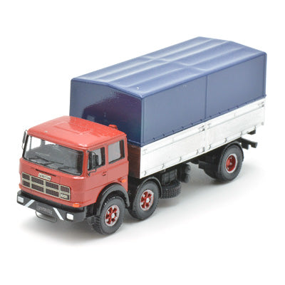 Camion 691 2+1 Assi Passo Lungo Montato Rosso con Telone Blu