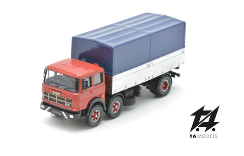 Camion 691 2+1 Assi Passo Lungo Montato Rosso con Telone Blu