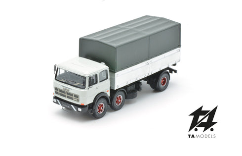 691 2+1 Axle Long Wheelbase Truck, White with Green Tarpaulin