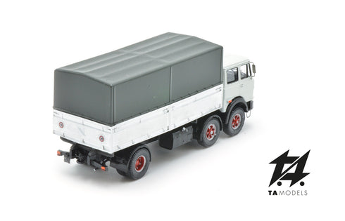 691 2+1 Axle Long Wheelbase Truck, White with Green Tarpaulin