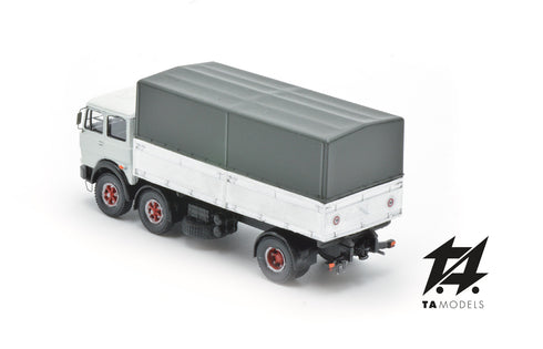 691 2+1 Axle Long Wheelbase Truck, White with Green Tarpaulin