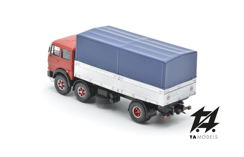 Camion 691 2+1 Assi Passo Lungo Montato Rosso con Telone Blu