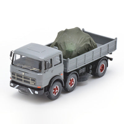 Truck 691 2+1 Axles Short Wheelbase Assembled Grey with Ribbed Body and Load