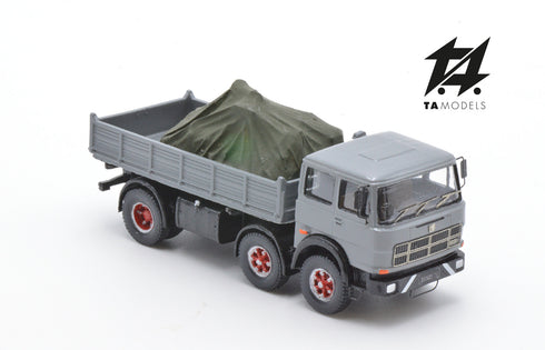 Truck 691 2+1 Axles Short Wheelbase Assembled Grey with Ribbed Body and Load