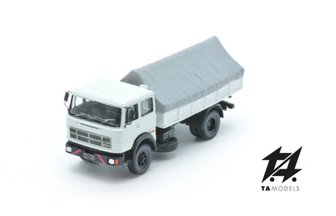 684 2-axle truck mounted in white with grey tarpaulin