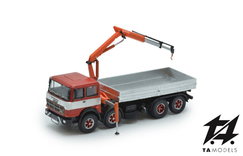 180 4-Axle Truck, Red and Silver Band, with Aluminum Body and Crane
