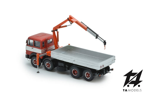 180 4-Axle Truck, Red and Silver Band, with Aluminum Body and Crane