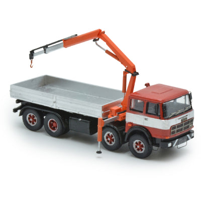 180 4-Axle Truck, Red and Silver Band, with Aluminum Body and Crane