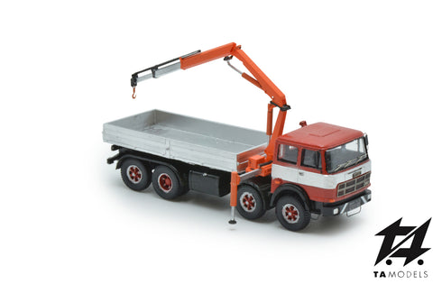 180 4-Axle Truck, Red and Silver Band, with Aluminum Body and Crane