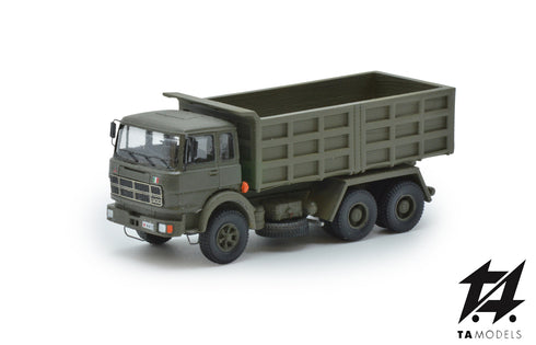 Fiat PC 300 Short Cabin 3 Axles NATO Green with Quarry Box H0 Scale 1:87