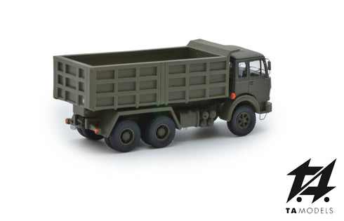 Fiat PC 300 Short Cabin 3 Axles NATO Green with Quarry Box H0 Scale 1:87