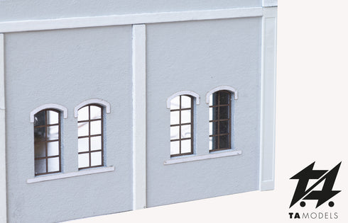 Modern two-stall illuminated locomotive shed in 1:87 scale