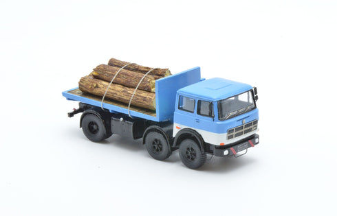 691 2+1 Axle Short Wheelbase Truck, Blue, with Flatbed and Log Loading