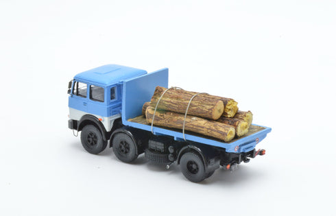 691 2+1 Axle Short Wheelbase Truck, Blue, with Flatbed and Log Loading